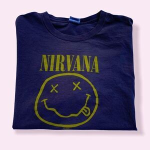 Vintage Y2k 2003 Nirvana Smiley Graphic T-shirt L